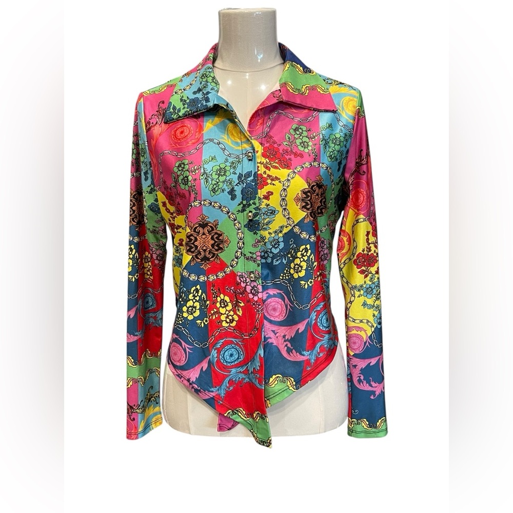 J.OUR multicolored patterned short-sleeve collared shirt Size:L